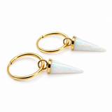 14K Solid Yellow Gold Hoop Earrings – With or Without Opal Charms