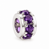 925 sterling silver natural amethyst rondelle spacer charm featuring purple gemstones in a polished silver setting, Laraquel Jewelry.