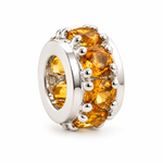 925 sterling silver natural citrine rondelle spacer charm featuring yellow gemstones in a polished silver setting, Laraquel Jewelry.