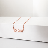 14K Solid Yellow Gold Flat Custom Name Necklace | 3mm Block Font (.60mm)