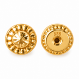 14K solid yellow gold 5mm Spanish screw back replacement earring closure, front and back views with 585 gold hallmark, sold individually.