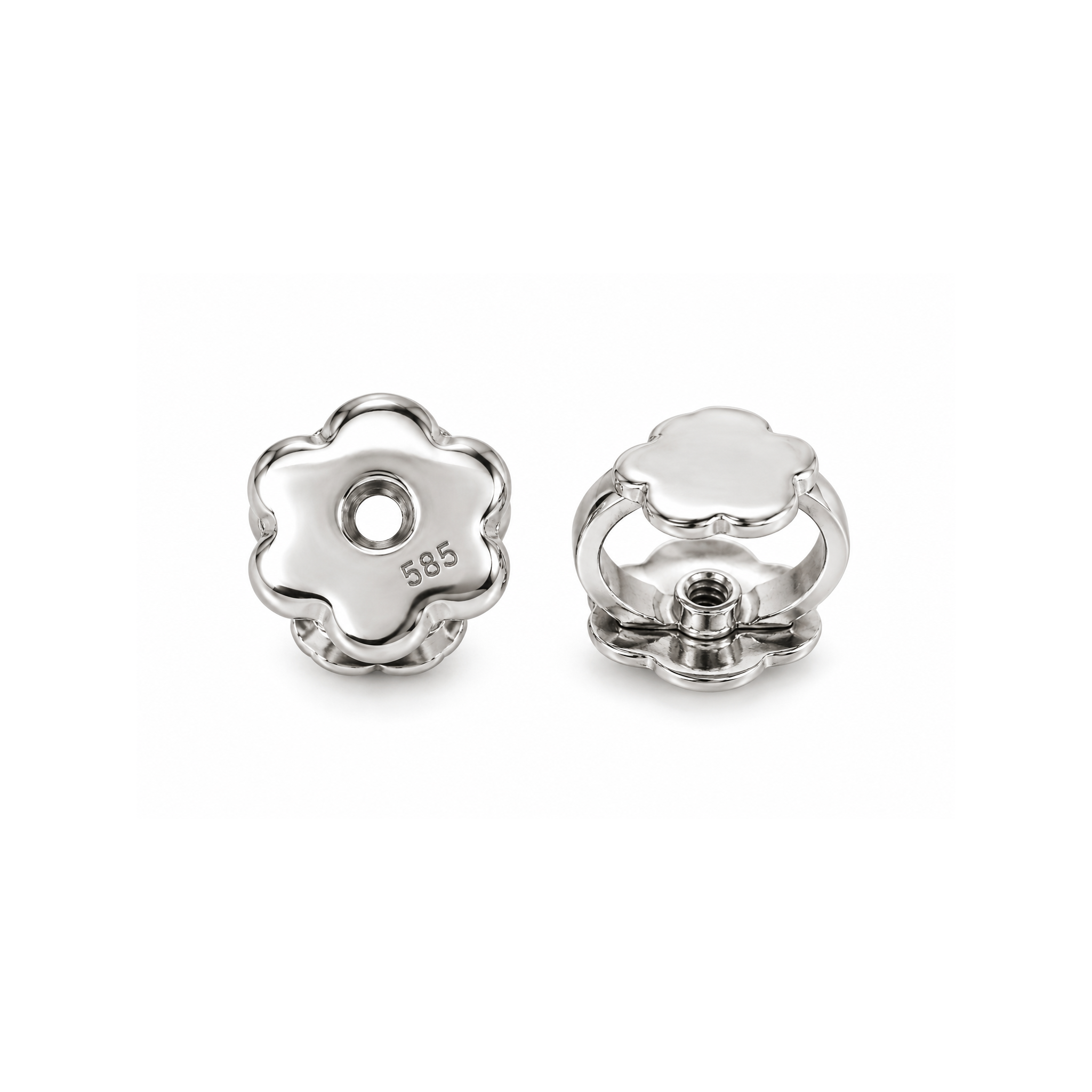 14K Solid White Gold Baby Screw Back Earring Replacement – Single