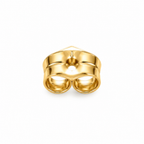 14K solid yellow gold 4mm butterfly push back earring replacement, single polished gold stud earring backing.

