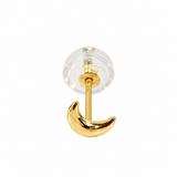 14K Solid Gold Micro Moon Single Stud Earring
