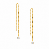 18K Solid Yellow Gold Diamond Chain Pull Threader Earrings