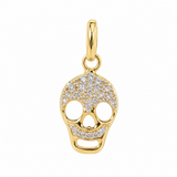 14K Solid Yellow Gold Skull Diamond Charm