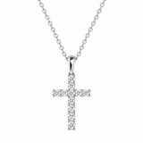 14K Solid Gold Diamond Cross Pendant