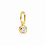 14K Solid Yellow Gold Bezel Natural Diamond Earring Charm – Single
