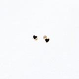18K Solid Yellow Gold Micro Heart Natural Stones Stud Earrings