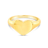 14K Solid Yellow Gold Heart ID Signet Ring 9.10mm – Size 6