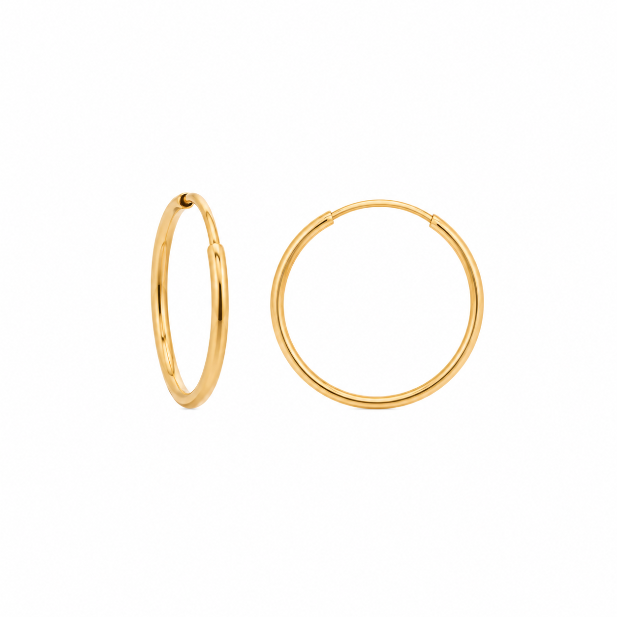 14K Solid Gold & 925 Sterling Silver Endless Hoop Earrings