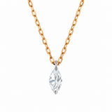 18K Solid Rose Gold Floating Marquise Diamond Necklace