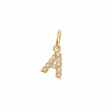 14K Solid Gold Diamonds Initial Charm