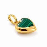 14K Solid Yellow Gold Genuine Stone Heart Pendant