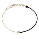 14K Solid Yellow Gold Full Bezel Diamond Bracelet – Half Link, Half Cord Design