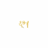 18K Solid Yellow Gold Stars Crawler Earrings