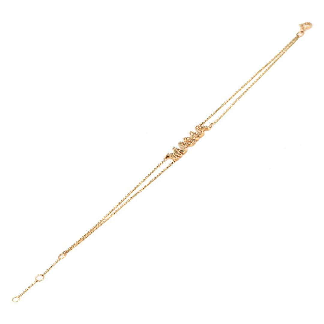 14K Solid Yellow Gold MAMA Diamond Bracelet