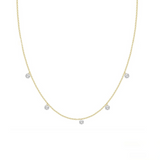 18K Solid Yellow Gold 5 Floating Diamond Necklace