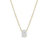 14K yellow gold oval lab grown diamond pendant necklace 1.09ct D VS1 IGI certified minimalist solitaire