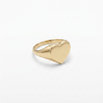 14K solid yellow gold heart ID ring 11.88mm polished gold heart signet ring size 7