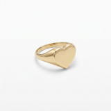 14K solid yellow gold heart ID ring 11.88mm polished gold heart signet ring size 7
