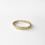 14K solid yellow gold ring with continuous small heart design, delicate minimalist gold heart band