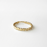 14K solid yellow gold ring with continuous small heart design, delicate minimalist gold heart band