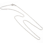 14K solid white gold diamond-cut rolo adjustable chain necklace with spring ring clasp on a white background.