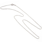 14K solid white gold diamond-cut rolo adjustable chain necklace with spring ring clasp on a white background.