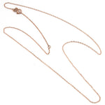 14K solid rose gold diamond-cut rolo adjustable chain necklace arranged on a clean white background.
