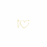 14K Solid Yellow Gold Heart Open Hoops Earrings