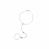 14K Solid Yellow Gold Open Evil Eye Turquoise Enamel Diamond-Cut Bead Clon Hand Chain Bracelet