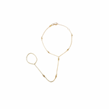 14K Solid Yellow Gold Diamond-Cut Beads Clon Hand Chain Bracelet