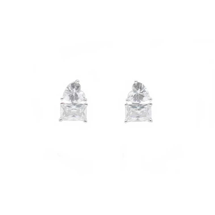 Pair of diamond stud earrings on a white background