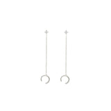 925 Sterling Silver Chain Connected Stud & Ear Cuff with CZ – Single Earring