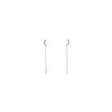 Pair of silver chain earrings on a white background