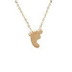 14K solid yellow gold baby feet necklace with adjustable 16 to 18 inch chain