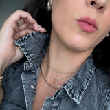 14K Solid Yellow Gold Custom Initial Necklace with a Cubic Zirconia Bezel