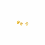 14K Solid Yellow Gold Mother of Pearl Hamsa Hand Earrings