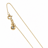 14K solid yellow gold unisex rosary necklace with faceted black cubic zirconia stones, Virgin Mary medal and gold cross on white background.