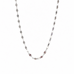 925 Sterling Silver 2.64mm Mirror Chain Necklace on white background, available in 16, 18 and 20 inches.