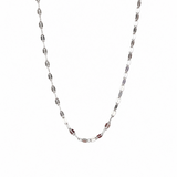 925 Sterling Silver 2.64mm Mirror Chain Necklace on white background, available in 16, 18 and 20 inches.