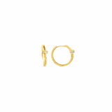 14K Solid Yellow Gold Nail CZ Fancy Huggie Hoops