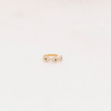 14K Solid Yellow Gold CZ Evil Eye Ear Cuff