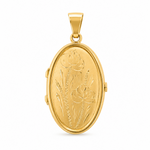 14K solid yellow gold vintage floral engraved oval photo locket – Laraquel Jewelry