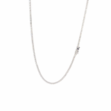 Silver chain necklace on a white background