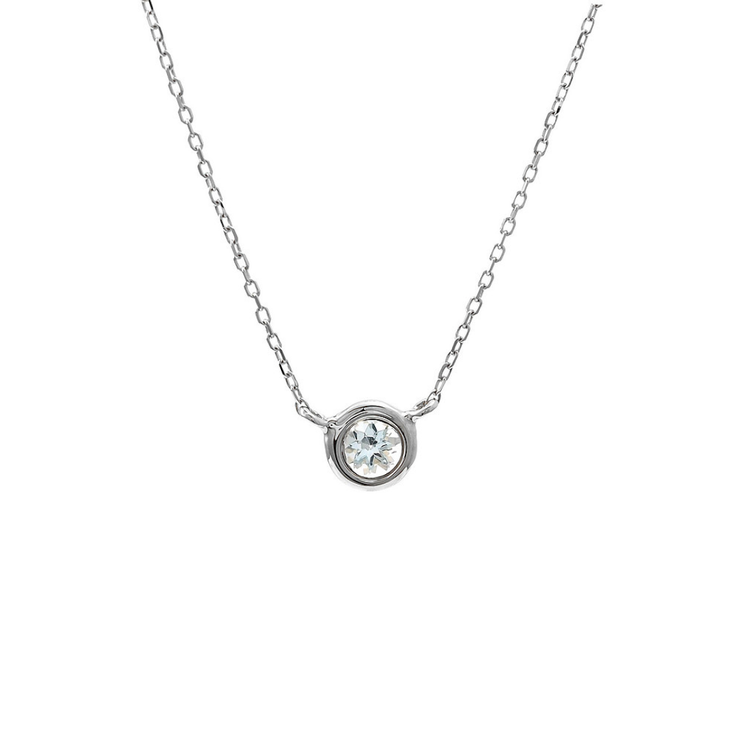 14K Solid Gold Aquamarine Bezel Necklace