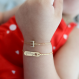 14K Solid Yellow Gold Pave Diamond Initial Bracelet