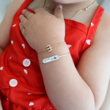 14K Solid Yellow Gold Pave Diamond Initial Bracelet