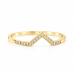 14K solid yellow gold chevron stackable ring with 0.12 CTW natural diamonds, size 7, on a white background.